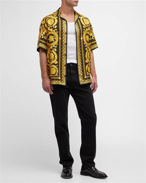 Versace Men's Barocco Silk Camp Shirt .